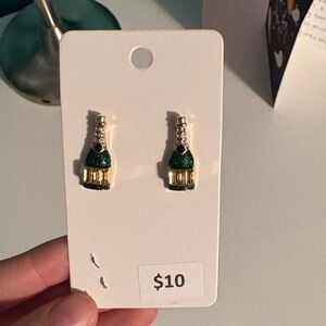 Green and Gold Bottle Earrings